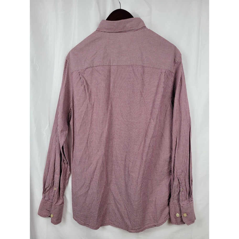 Merona Mens Shirt Medium Red Striped Button Down Long Sleeve Casual - Picture 3 of 10